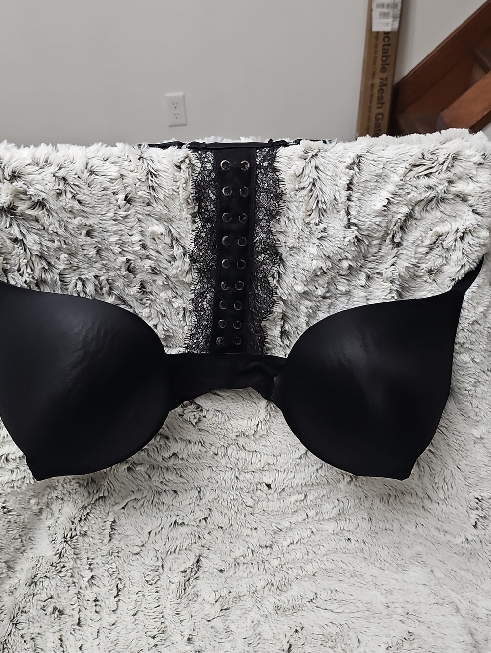 Victoria's Secret Black Strapless Lace-Back Adhesive Bra